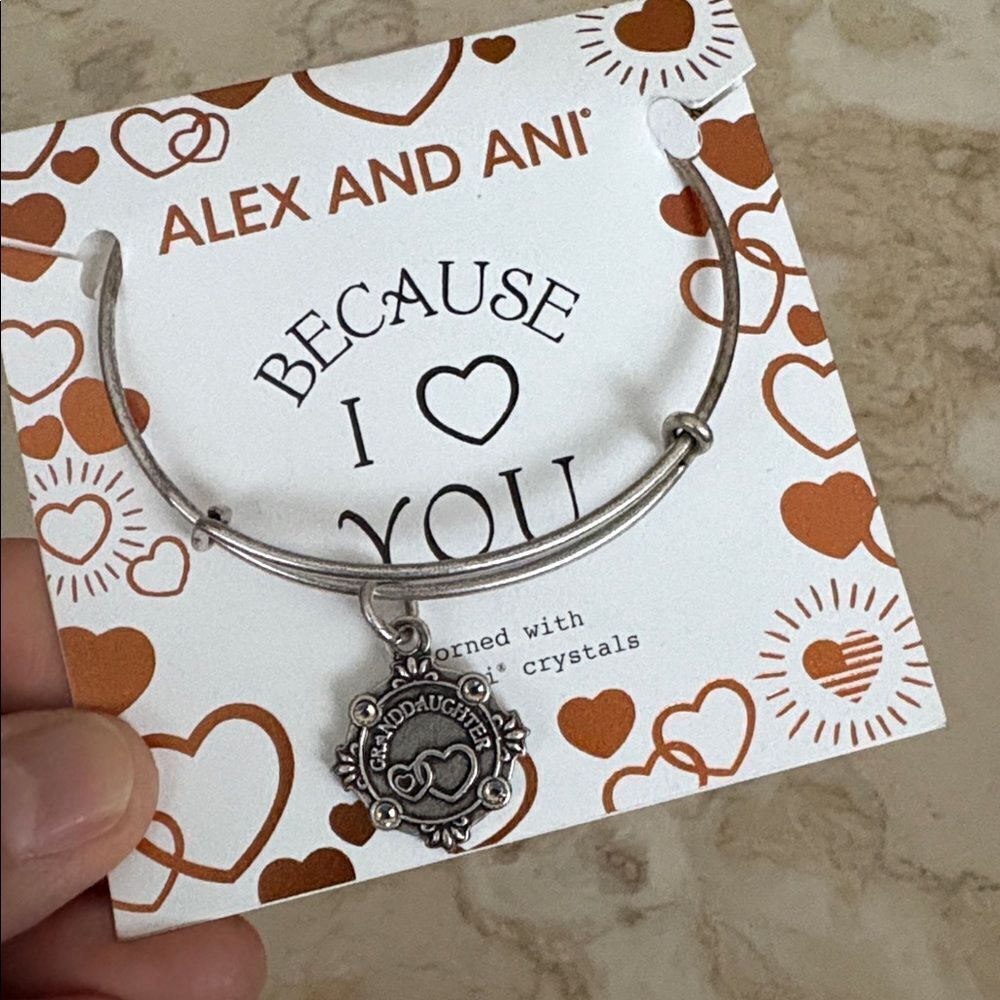 NEW! Alex And Ani Because I Love You Granddaughter Bracelet Swarovski Crystals